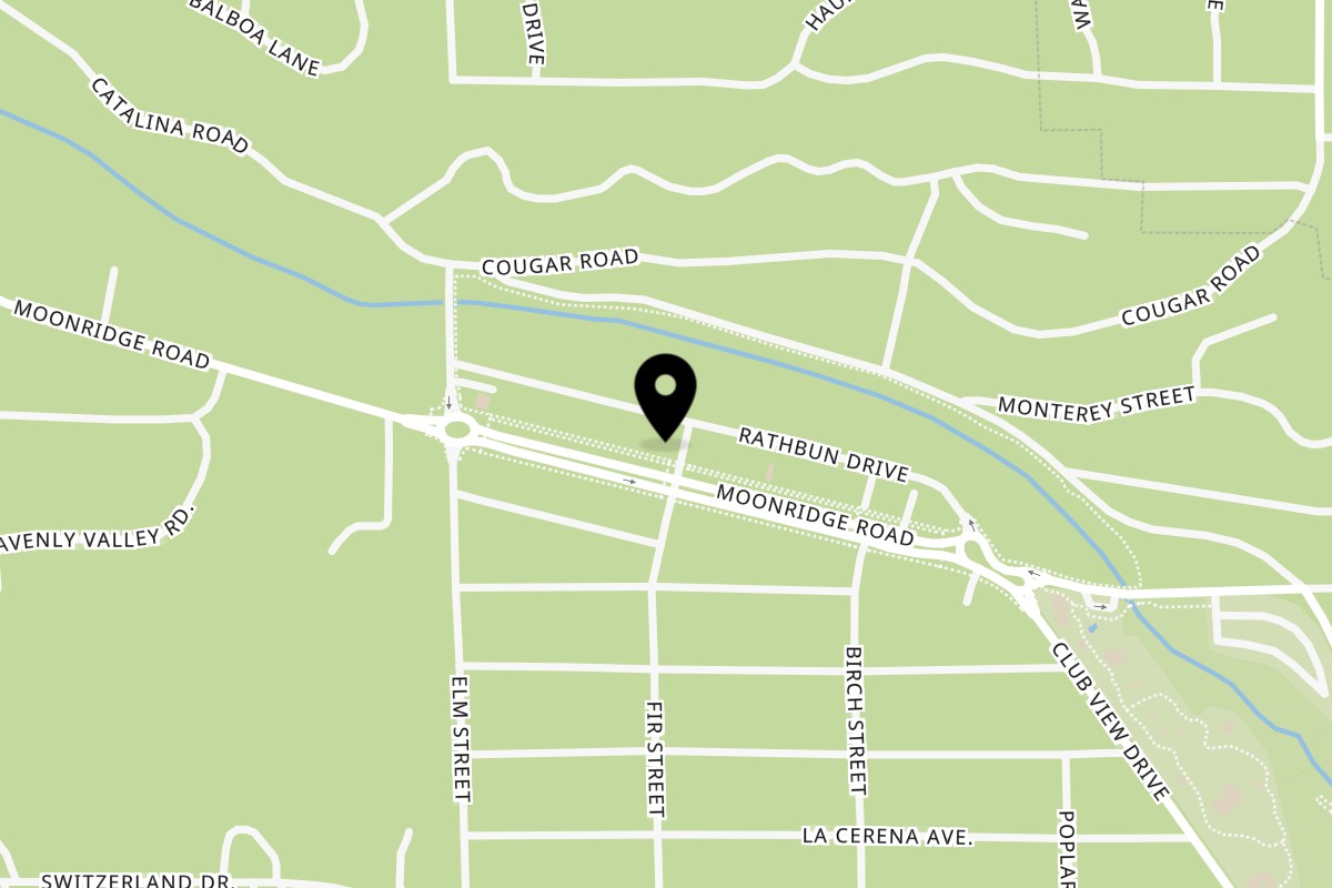 Map showing the location of Dank Donuts on 42612 Moonridge Rd in Big Bear Lake